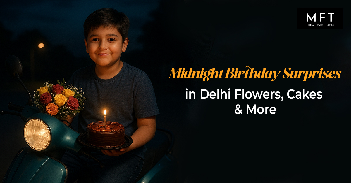 Midnight Birthday Surprises in Delhi Flowers, Cakes & More (1)