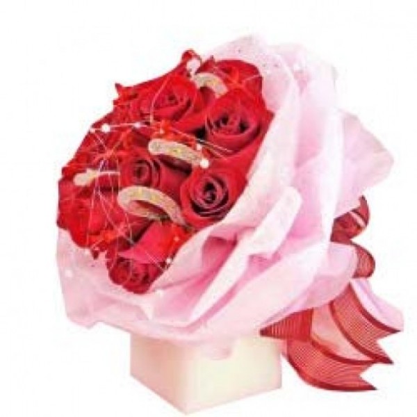 12 Red Roses Bouquet with Paper Packing