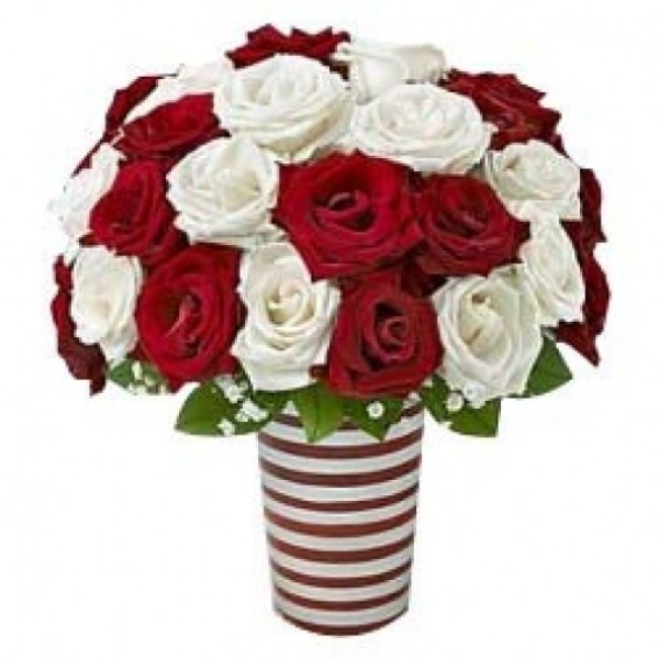 10 Red Roses and 10 White Roses Bunch