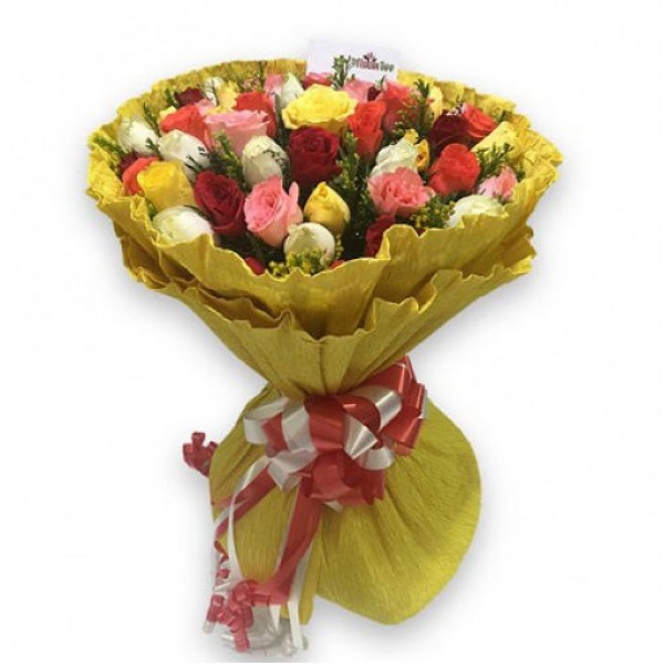 25 Mixed Roses wrapped in special Paper