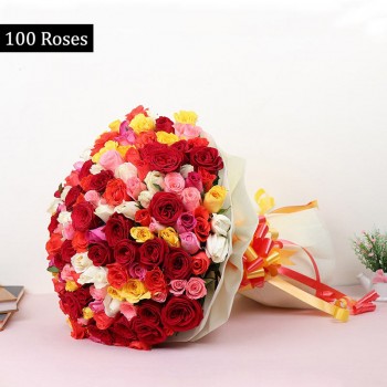 100 Mixed Roses with Paper packing
