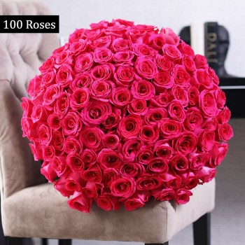100 Pink Roses Bunch