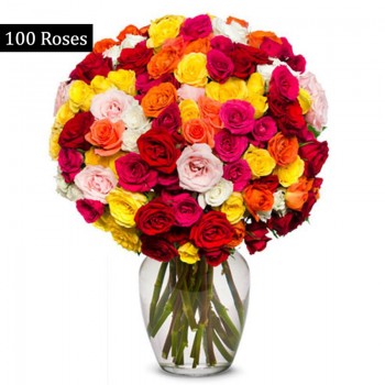 100 Sparkling Mixed Roses Bunch