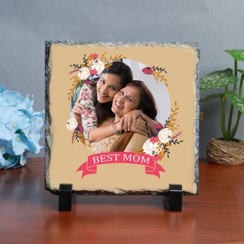 One Best Mom Printed Personalised Square Photo Stone