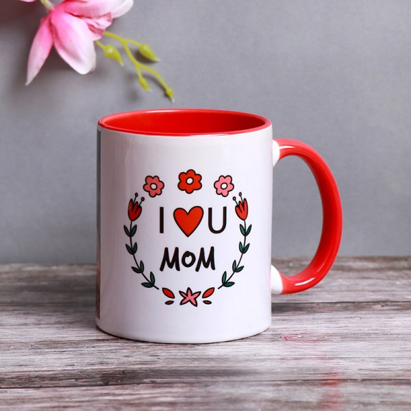 One Personalised Red Handle Mug For Mom