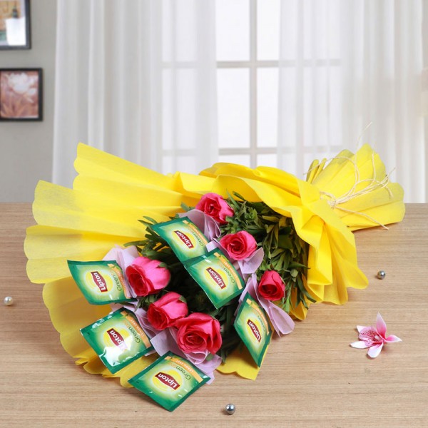 Bouqet of flowers with Tea Bags
