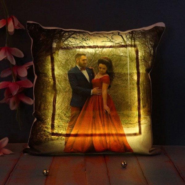One Personalised Photo LED Cushion 