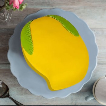 One Kg Mango Flavor Fondant Cake in the shape of Mango