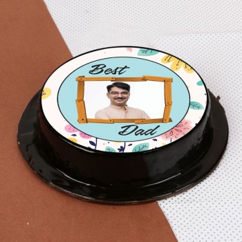 One Kg Round Shape Photo Chocolate Cake For Dad