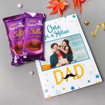 One Personalised Greeting Card for Dad with 2 Dairy Milk Silk Chocolate