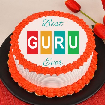 1 Kg Photo Printed Pineapple Cake for Guru