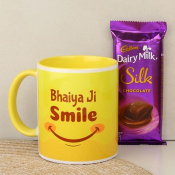 Bhaiya Ji Smile Printed Coffee Mug with Silk Chocolate