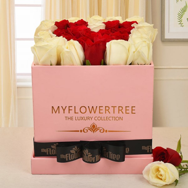 Signature Box of Mix Orange Roses, Order Rose Bouquet Online