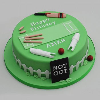 1 Kg Cricket Theme Chocolate Fondant Cake