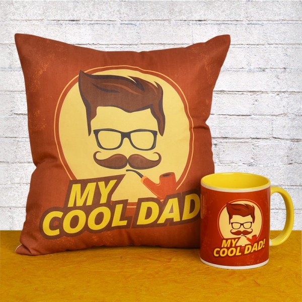 Cool Dad Printed Cushion and Mug Combo