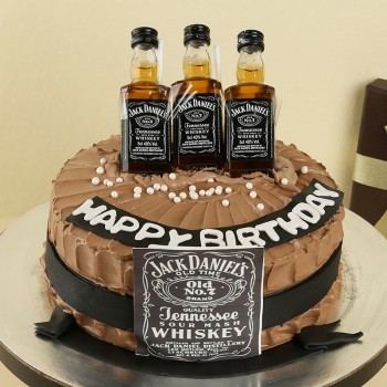 One Kg Birthday Theme Jack Daniel Chocolate Cream Cake