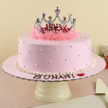 One Kg Princess Theme Vanilla Fondant Cake with Tiara