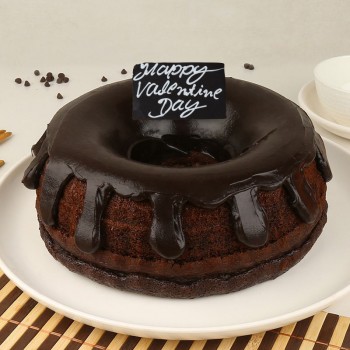 Half Kg Donut Shape Chocolate Truffle Cake for Valentines Day