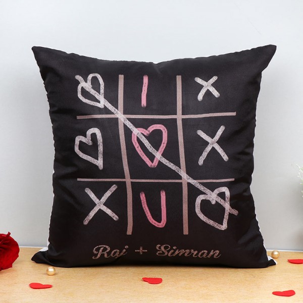 One Personalised Love Theme Name Cushion