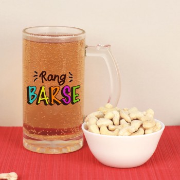 One Beer Mug with 250 gm Cashew Nut for Holi