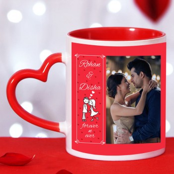 Personalised Red Heart Handle Ceramic Mug