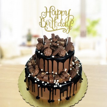 4 Kg 2 Tier Chocolate Cream Cake including Ferrero Rochers, Snickers, Mars for Birthday
