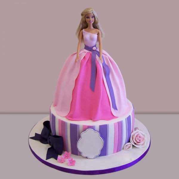 2 Kg Fondant Vanilla Barbie Cake