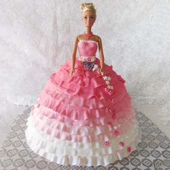 2 Kg Vanilla Barbie Theme Fondant Cake