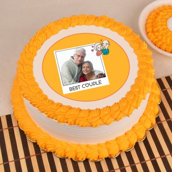 1 Kg Round Shape Photo Pineapple Cake for Parents