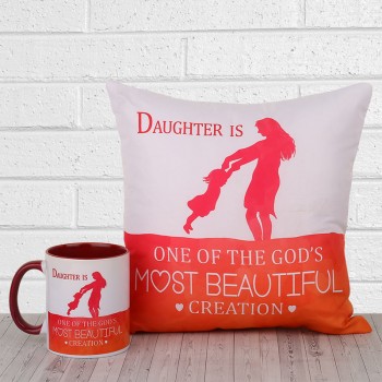 Combo of Coffee Mug and Cushion for Daughter