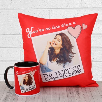 Combo of Personalised Cushion and Coffee Mug for Her
