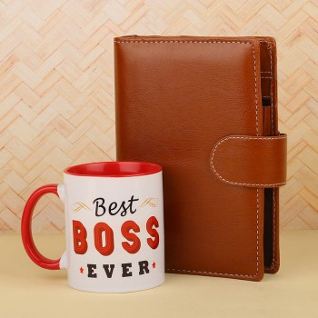 Best Boss Gift Hamper of Coffee Mug and Notebook