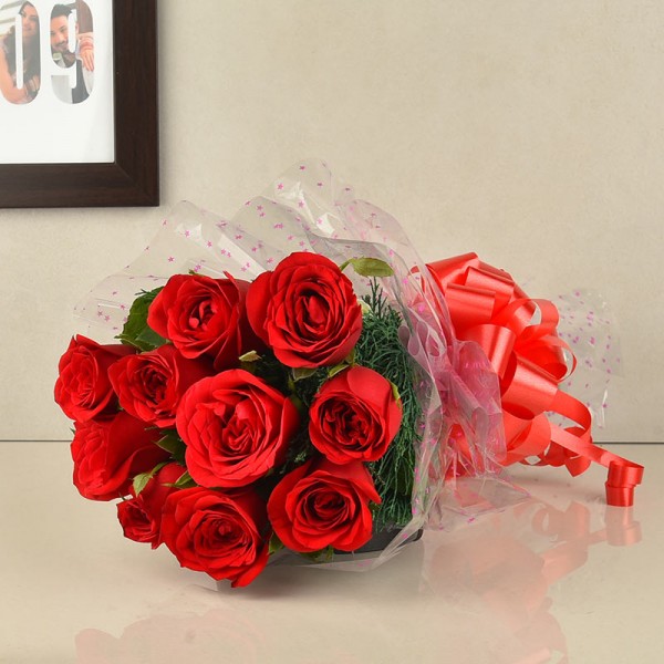 10 Red Roses Bunch