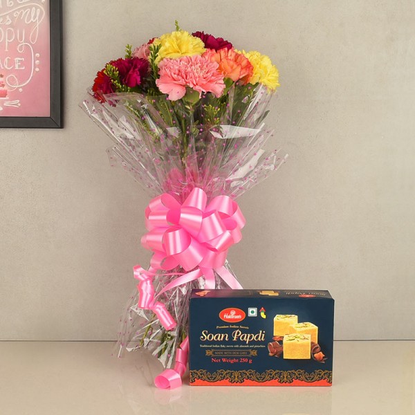 Mixed Carnations with Soan Papdi