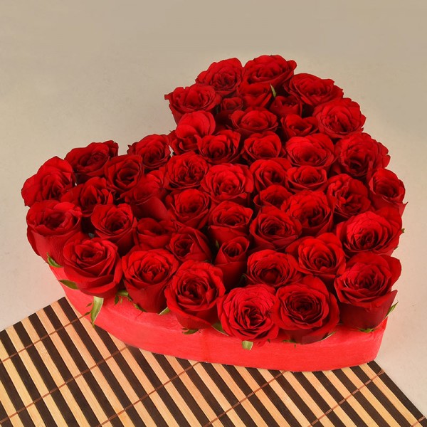 50 Roses Heart Shape Arrangement