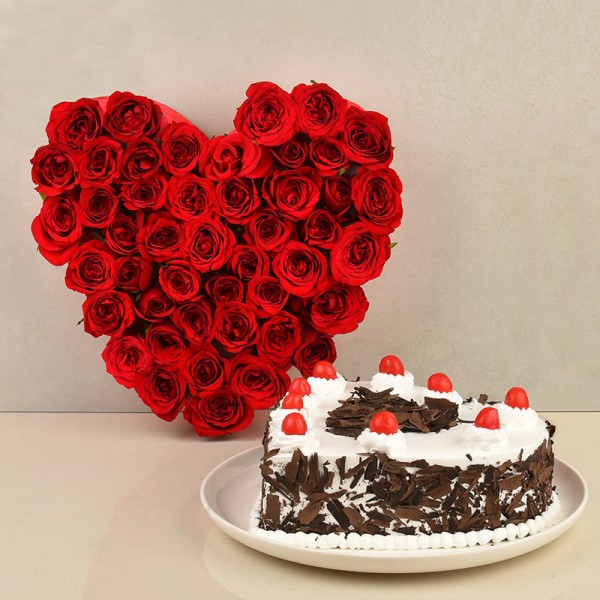 Heart Shape Collection of Flowers and Cakes