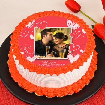 One Kg Photo Pineapple Cake For Anniversary