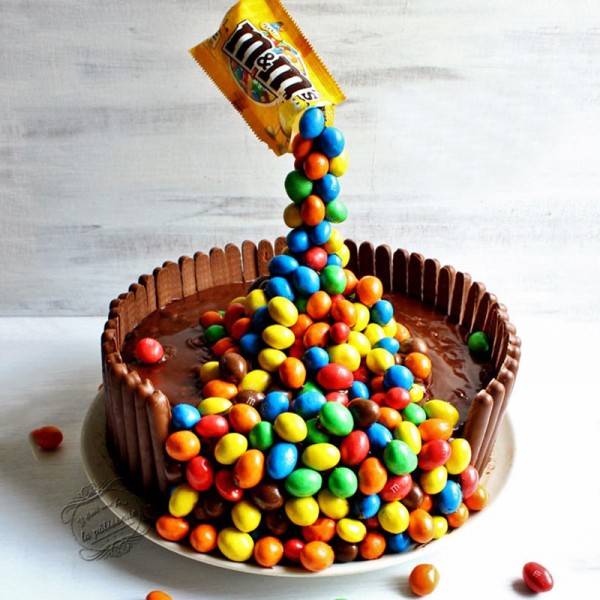 Gravity Defying M&M's Kit Kat Cake