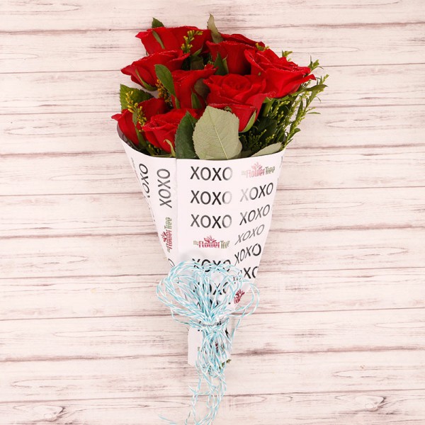 10 Red Roses Paper Packing Bouquet