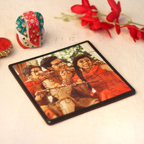 One Personalised Square Shape Puzzle for Rakhi