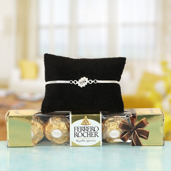 Admirable Silver Rakhi and Ferrero