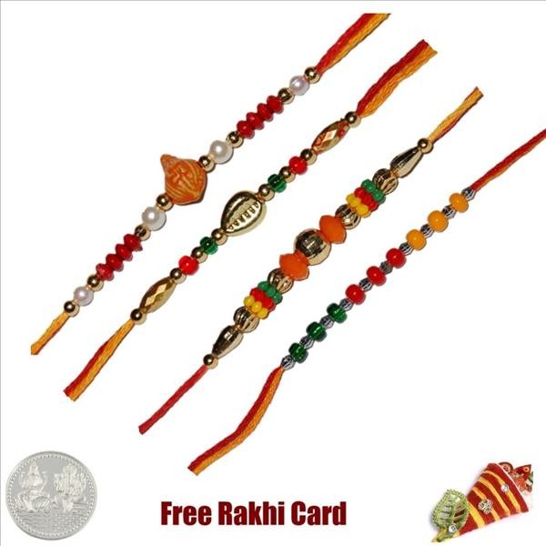 Set Of 4 Beads Rakhi