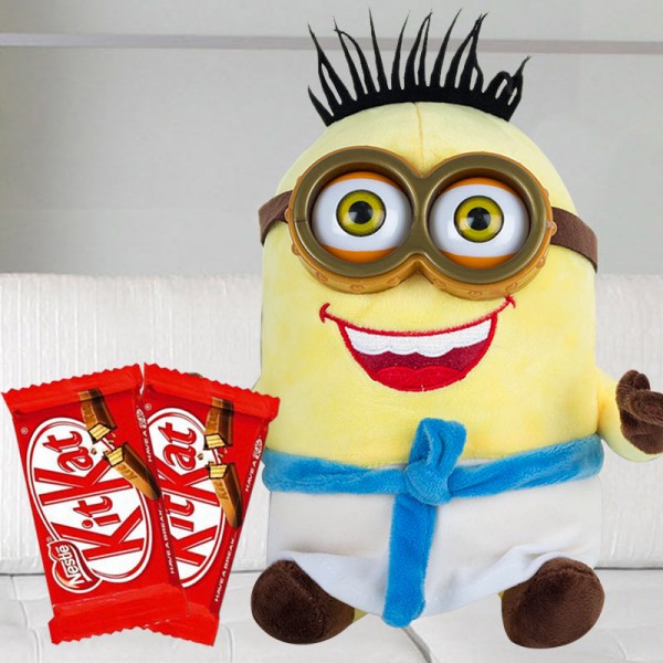 Minion Soft Toy with Kitkat Chocolates