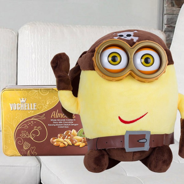 Pirate Minion Soft Toy with Sappihire Dryfruit Chocolate