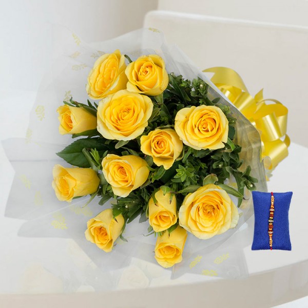 Yellow Roses Rakhi Hamper