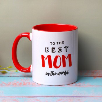 One Red Handle Printed Ceramic Mug for Mom