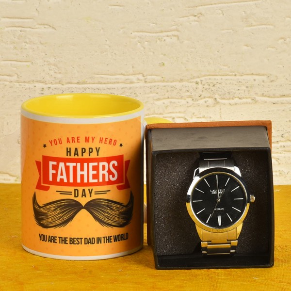 Fathers Day Coffee Mug with Wrist Watch