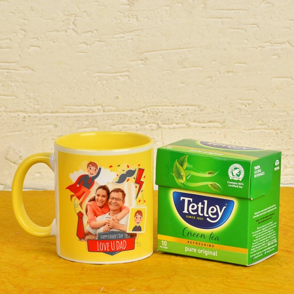 Personalised Fathers Day Combo of Coffee Mug N Green Tea Pack