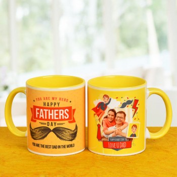 Fathers Day Personalised Yellow Handle Mug