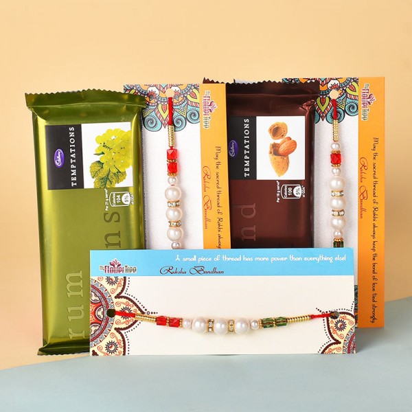 3 Pearl Rakhis N Temptations Chocolates